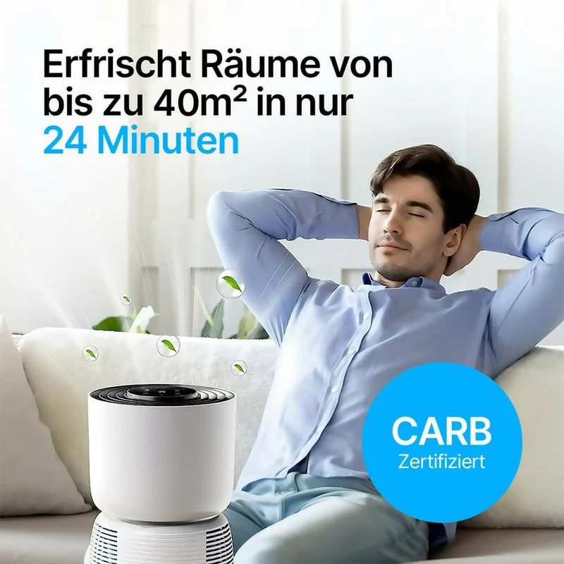 Luftreiniger mit 6-Stufen-HEPA-Filterung / Leiser Betrieb / Intelligenter Auto-Modus / Ozonfreie Luftqualität / 360° Luftzirkulation / Anpassbarer Timer / Filteraustausch-Erinnerung