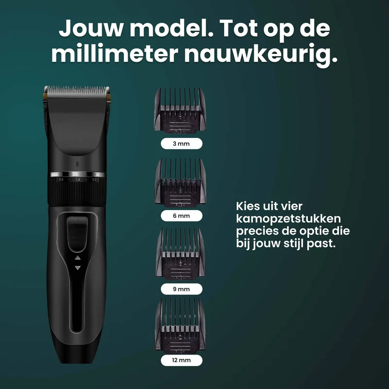 Tondeuse voor mannen / elektrisch oplaadbare baardtrimmer / ook geschikt voor honden / met geleidingskammen / 5 standen / eenvoudig te reinigen