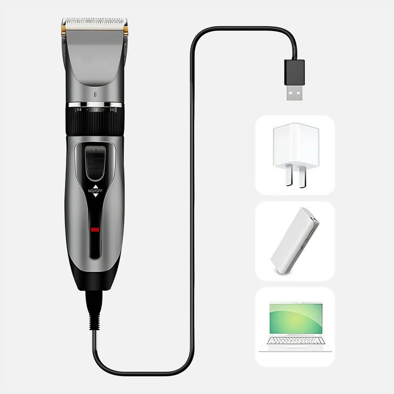 Tondeuse voor mannen / elektrisch oplaadbare baardtrimmer / ook geschikt voor honden / met geleidingskammen / 5 standen / eenvoudig te reinigen