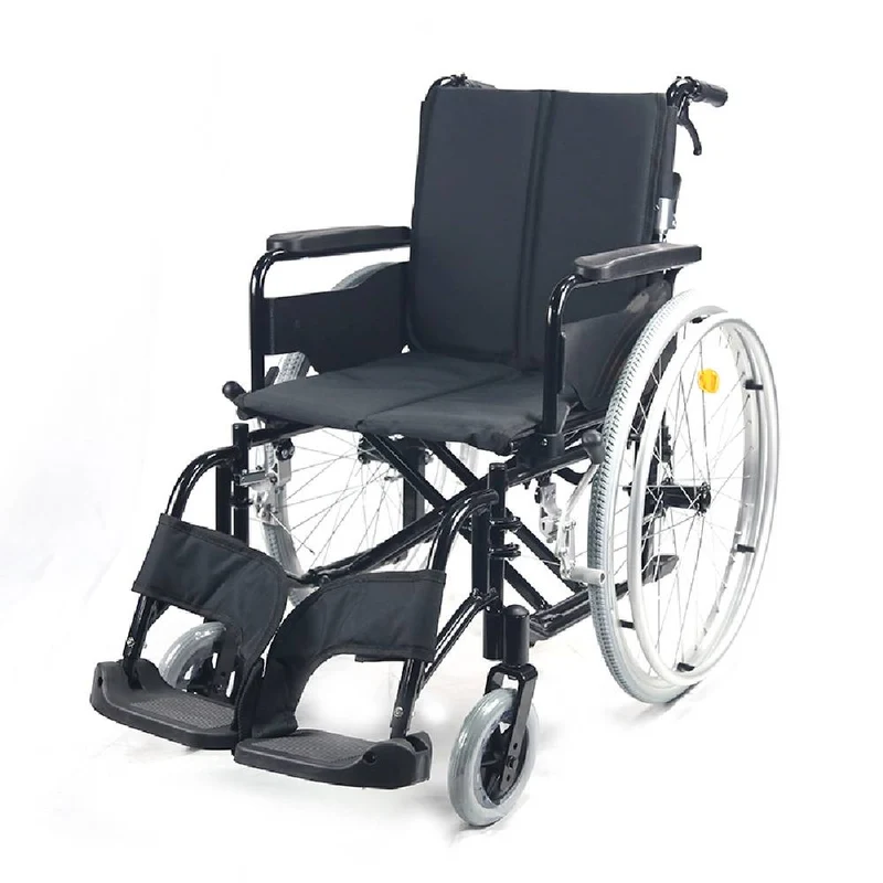 Kawaza KW-A02 Folding Backrest & Flip Back PU Wheelchair, Height Adjustable Footplates, Weight Capacity 100 kg