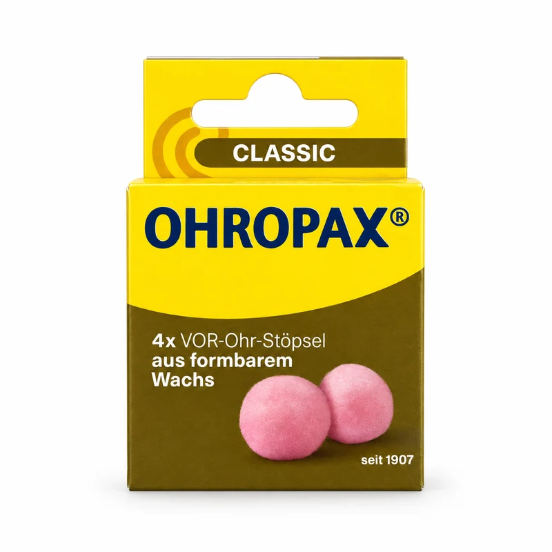OHROPAX® Classic | Ohrstöpsel aus Wachs | Hängefaltschachtel mit 2 Dosen à 1 Paar