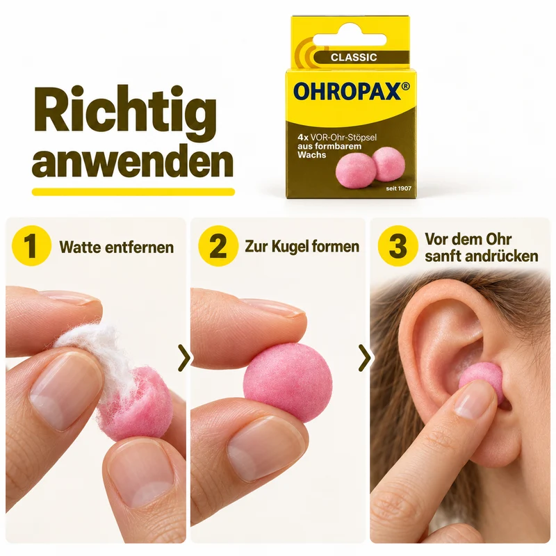 OHROPAX® Classic | Ohrstöpsel aus Wachs | Hängefaltschachtel mit 2 Dosen à 1 Paar