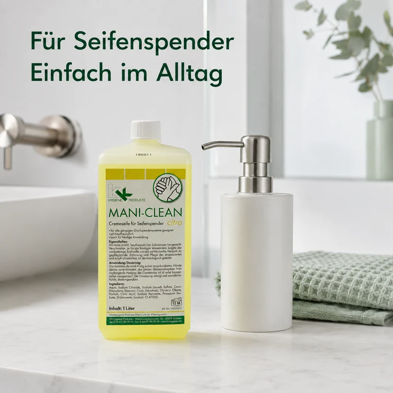 KK Mani-Clean Citro | Cremeseife | Seife | Handwaschseife | 3 x 1 Liter Euroflasche