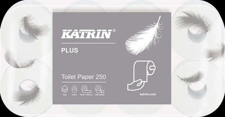 Toilettenpapier | KATRIN Plus Toilet | Hochweiss | 3-lagig | 48 Rollen/Beutel