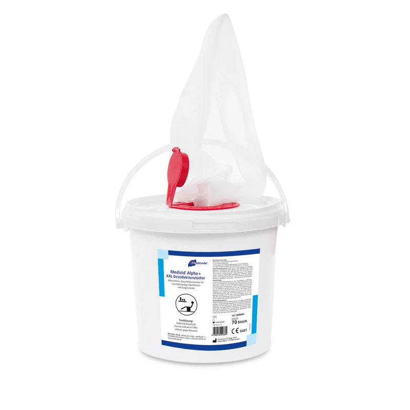 Medizid® Alpha+ XXL | 70 Desinfektionstücher im Spendereimer | Alkoholfrei | 00969+
