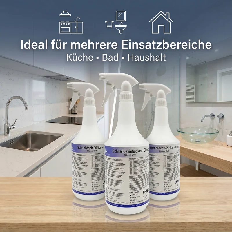 KK Schnelldesinfektion in praktischer Sprühflasche 3 x 1 Liter 3 Duftsorten