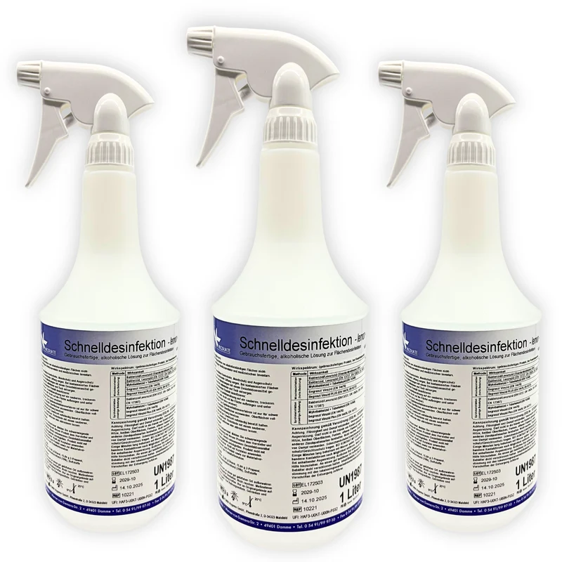 KK Schnelldesinfektion in praktischer Sprühflasche 3 x 1 Liter 3 Duftsorten