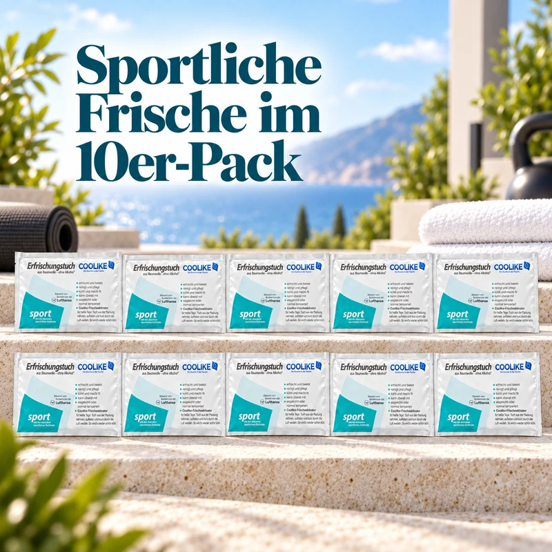 Erfrischungstücher aus weicher Baumwolle | 10 Stück | Die Dusche in der Tasche (Sport)