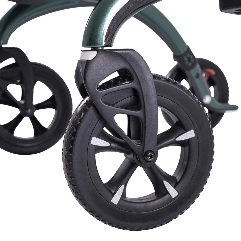 Saljol Carbon Rollator CR54 mit Schleifbremse für sicheres Bergabgehen - Vollausstattung (HMV: 10.50.04.1260) / Sitzhöhe 54 cm