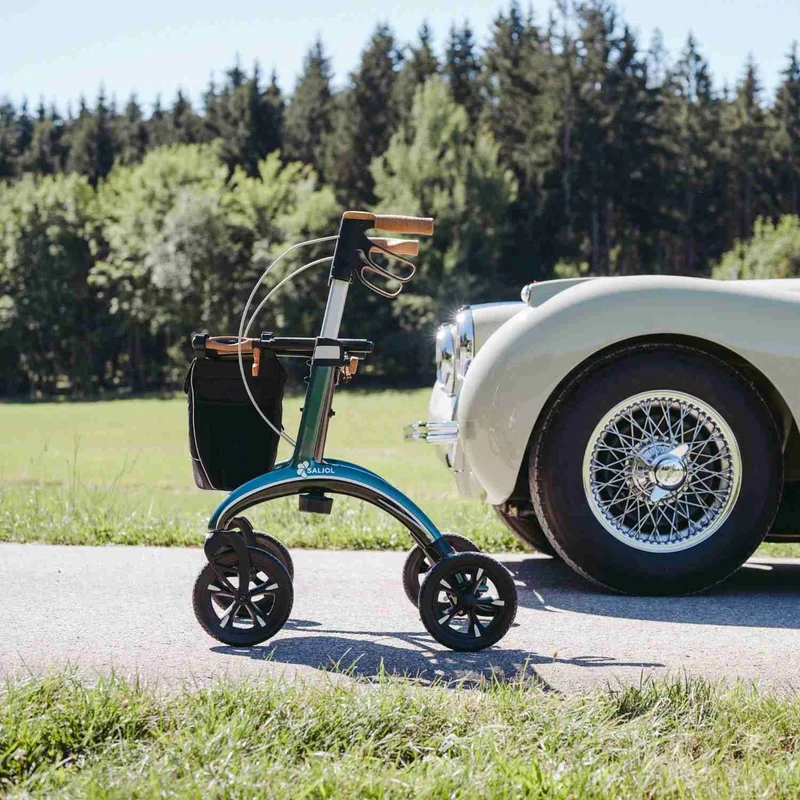 Saljol Carbon Rollator CR54 mit Schleifbremse für sicheres Bergabgehen - Vollausstattung (HMV: 10.50.04.1260) / Sitzhöhe 54 cm