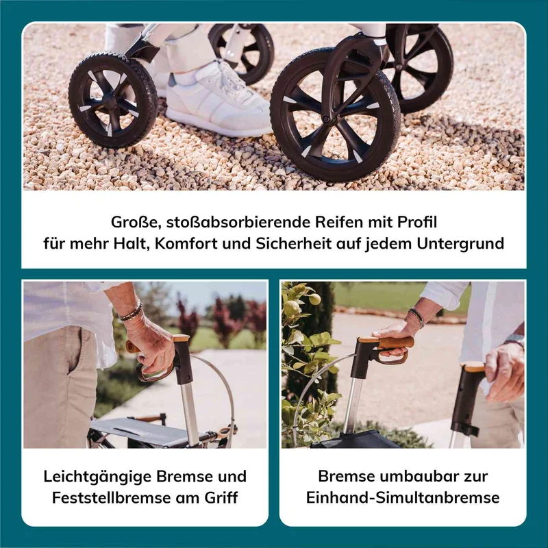 Saljol Allround Rollator AR62 Leichtgewicht mit Vollausstattung - (HMV: 10.50.04.1261) / Sitzhöhe 62 cm