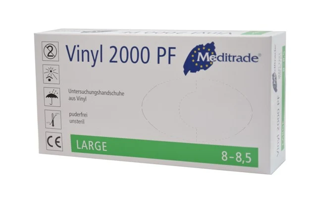 Meditrade Vinylhandschuhe VINYL 2000 PF 100 Stück/Box Gr. XS-XL