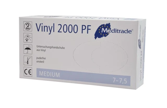 Meditrade Vinylhandschuhe VINYL 2000 PF 100 Stück/Box Gr. XS-XL
