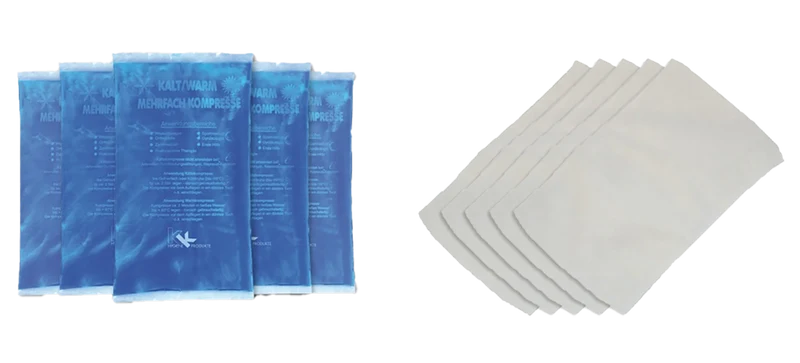 KK Kompressen Set | 5 Kalt-Warm Kompressen 16 x 9 cm + 5 Vlieshüllen