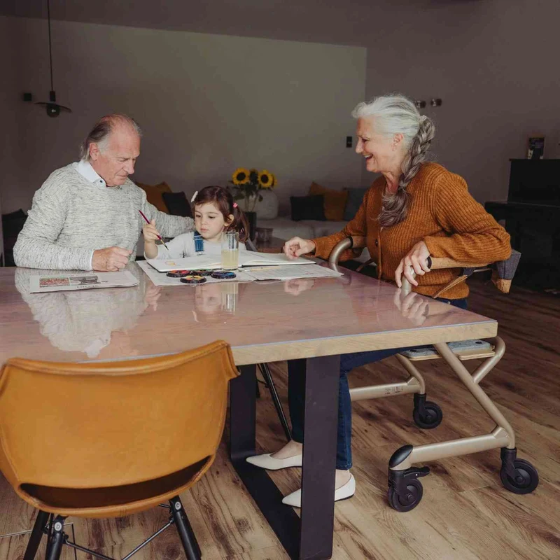 Saljol Wohnraumrollator WR53 mit Sitzfunktion (360°-Drehbar) - Vollausstattung / Sitzhöhe 53 cm