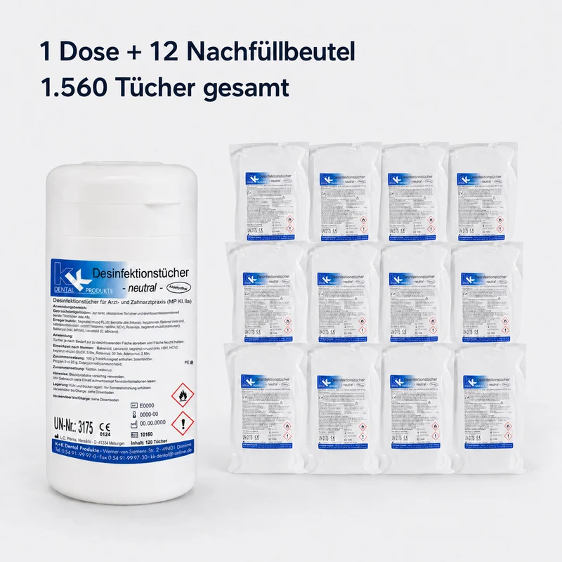 KK Desinfektionstücher 1 Dose mit 120 Tücher + 12 Nfb. 120 St. vers. Düfte