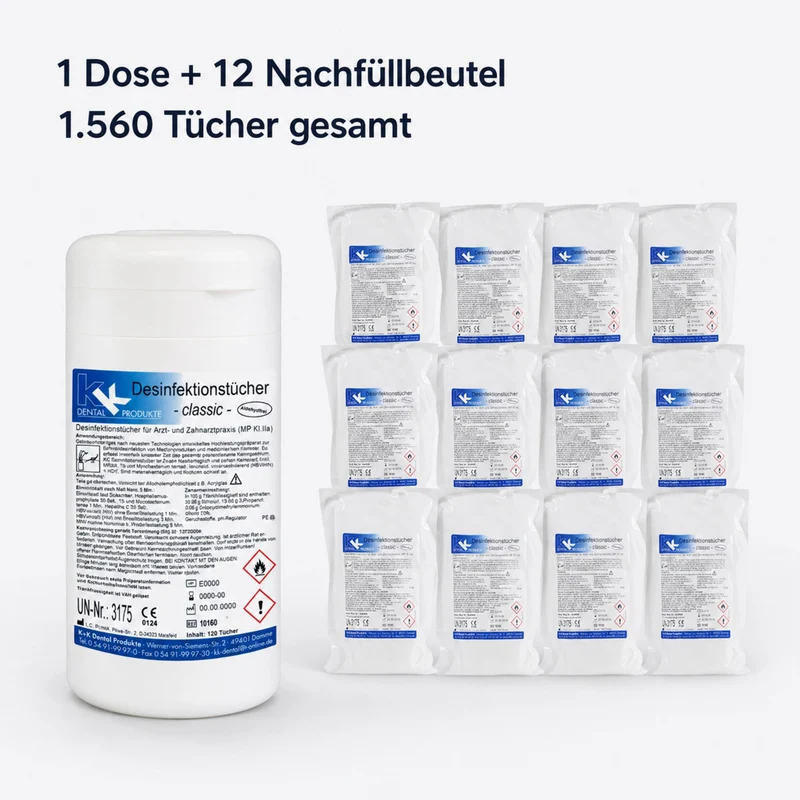 KK Desinfektionstücher 1 Dose mit 120 Tücher + 12 Nfb. 120 St. vers. Düfte