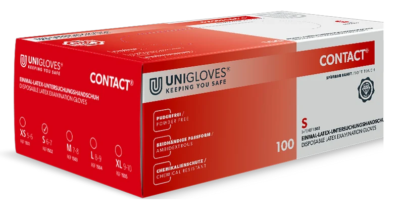 Latexhandschuhe CONTACT von Unigloves in Größe S-XL