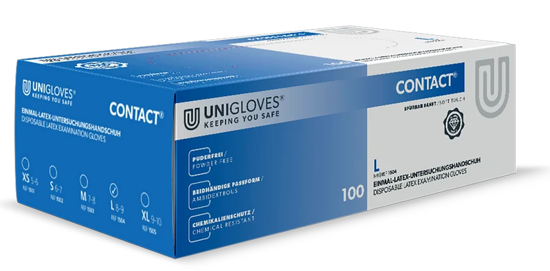 Latexhandschuhe CONTACT von Unigloves in Größe S-XL