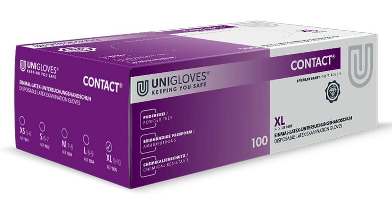 Latexhandschuhe CONTACT von Unigloves in Größe S-XL