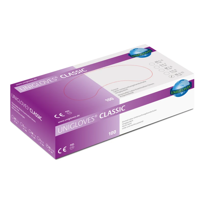 Latexhandschuhe CLASSIC Unigloves 100 Stück Gr. XS-XL