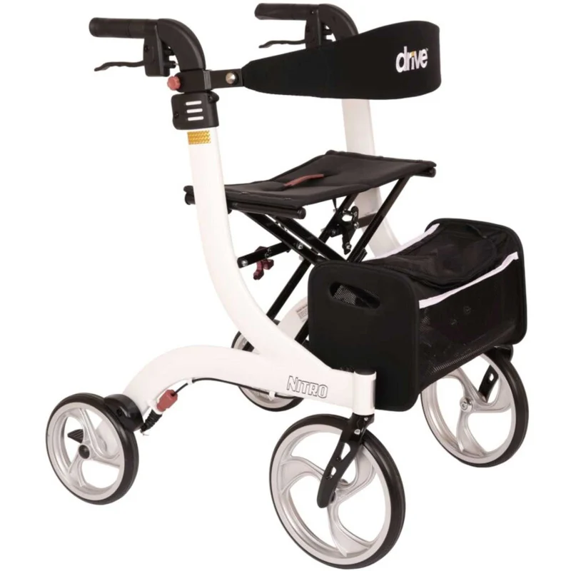 Drive Medical Premium Leichtgewicht-Rollator Nitro, gepolsterter Sitz - Gr. M, weiß