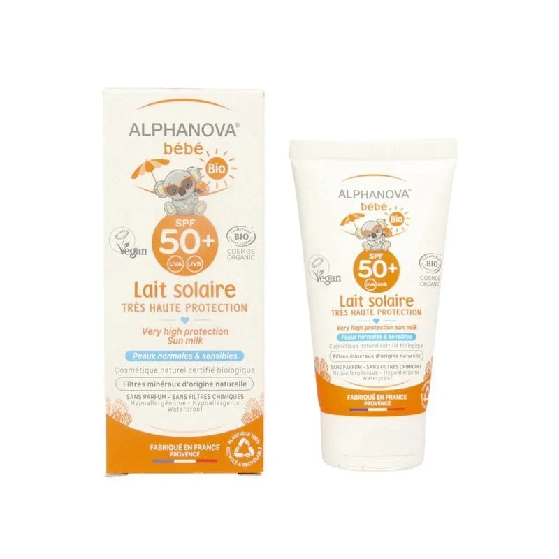 Alphanova Sun Sun zonnebrand milk baby zonder parfum SPF50 50 Gram