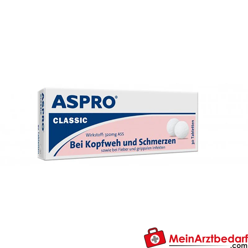 KLO01 ASPRO Classic 320 mg ASS Tabletten 30 Stück gegen Migräne und Kopfschmerzen