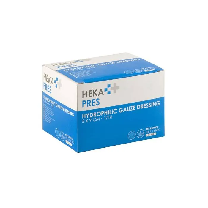 HEKA Hydrofiel Gaaskompres Steriel 8-laags – 5 x 9 cm – 100 stuks