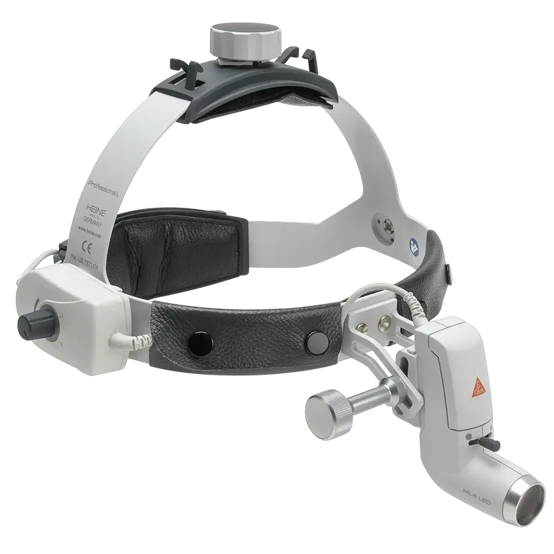 HEINE ML4 LED Voorhoofdlamp met Professionele L-Hoofdband (Set) | LEDHQ Onderzoekslamp
