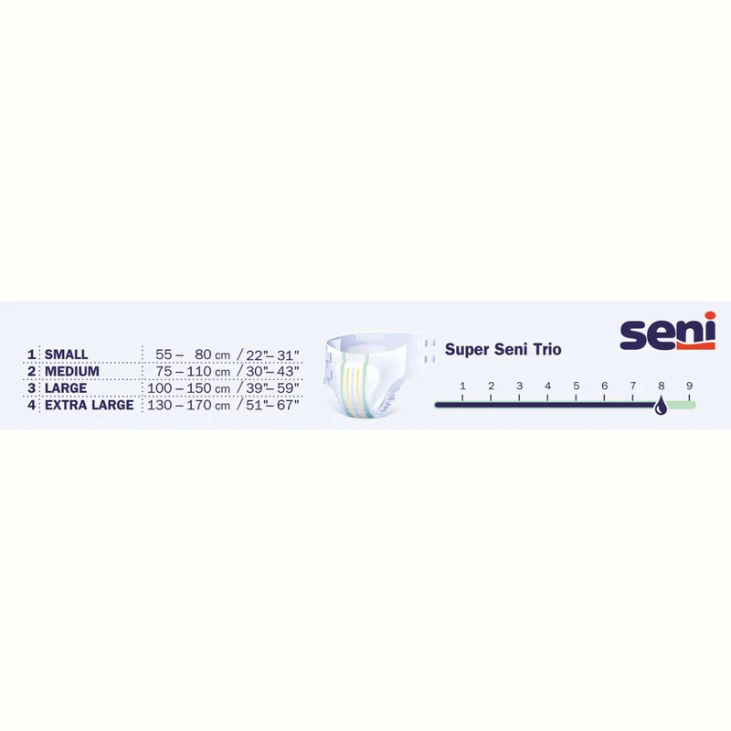 Seni Super Trio - Windeln für sehr schwere Inkontinenz - bis 3400 ml, Gr. M-XL