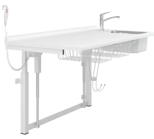 Pressalit Care Wickeltisch R8711000 / R8712000 800 x 900 oder x 1400 mm, elektrisch höhenverstellbar, mit Waschplatz