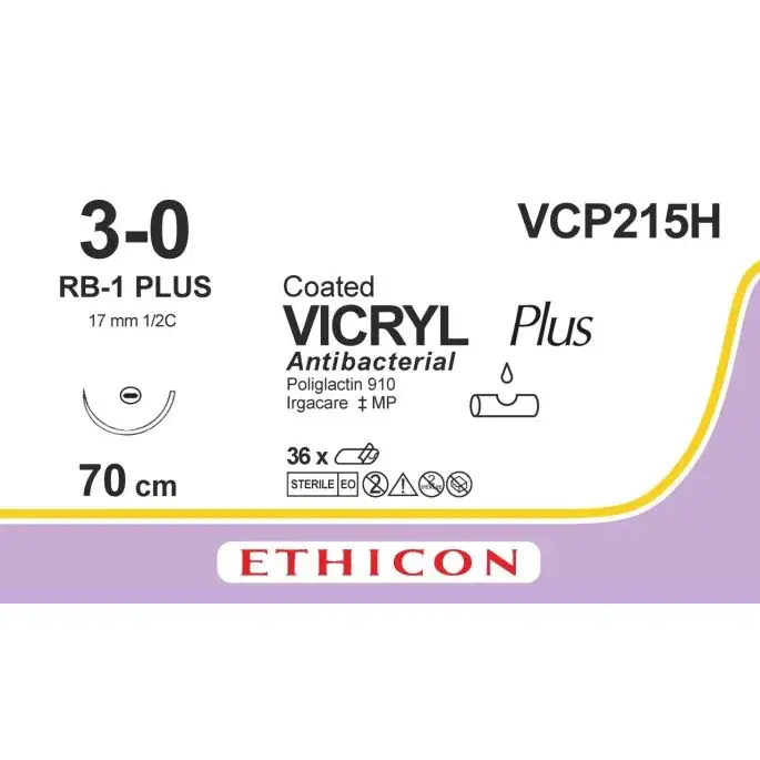 Vicryl Plus hechtdraad ongekleurd 3-0 RB-1 PLUS 70 cm VCP215H 36 stuks