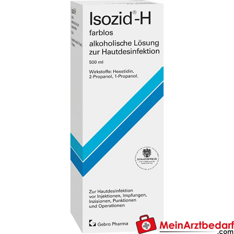 GEB01 Isozid-H farblos Hautdesinfektion alkoholische Lösung 500 ml – Wirkstoffe 1‑Propanol, 2‑Propanol, Hexetidin