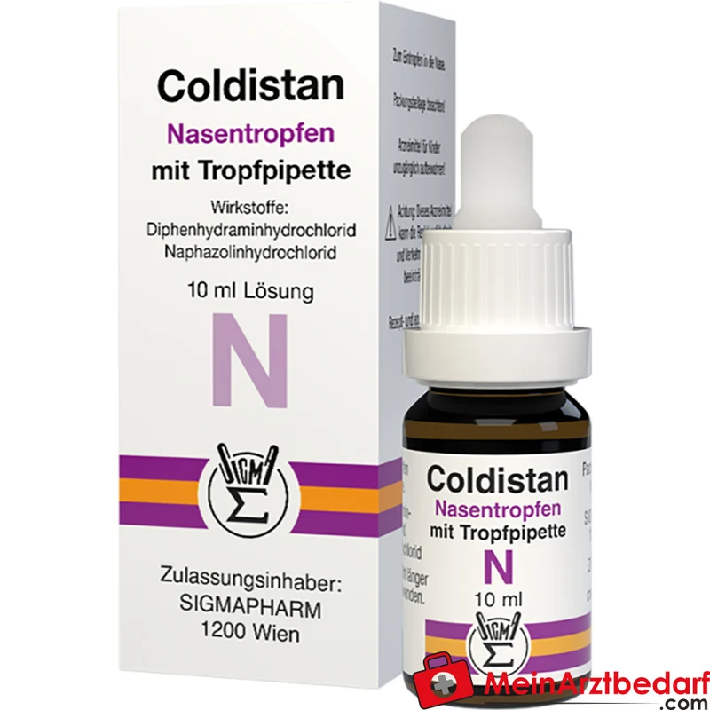 Sigmapharm Coldistan Nasentropfen 10 ml Naphazolin + Diphenhydramin, abschwellend, ab 6 Jahre