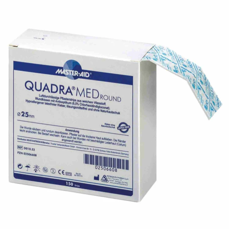 QUADRA®MED ROUND - antiseptisch & sanft schützende Wundauflage - rund, Ø 25mm, 150 Stk