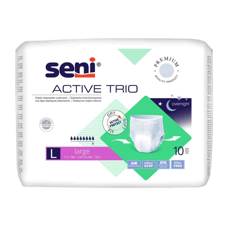 Seni Active Trio - Inkontinenzpants, höchste Saugstärke (auch Nachts) - 2500 ml, Gr. M-XL