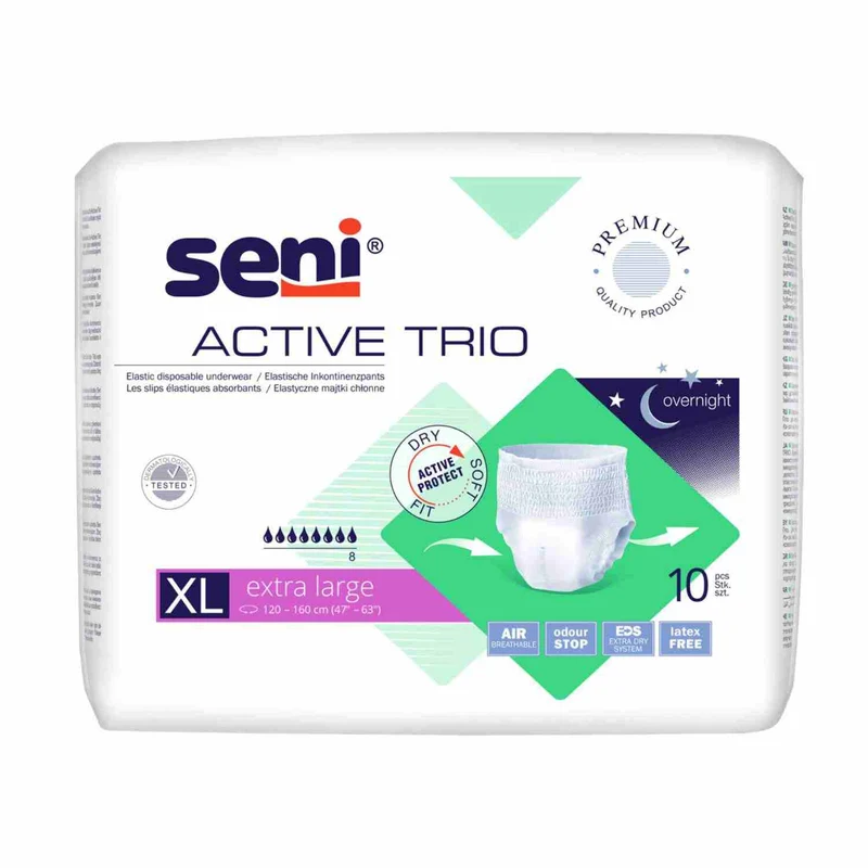 Seni Active Trio - Inkontinenzpants, höchste Saugstärke (auch Nachts) - 2500 ml, Gr. M-XL