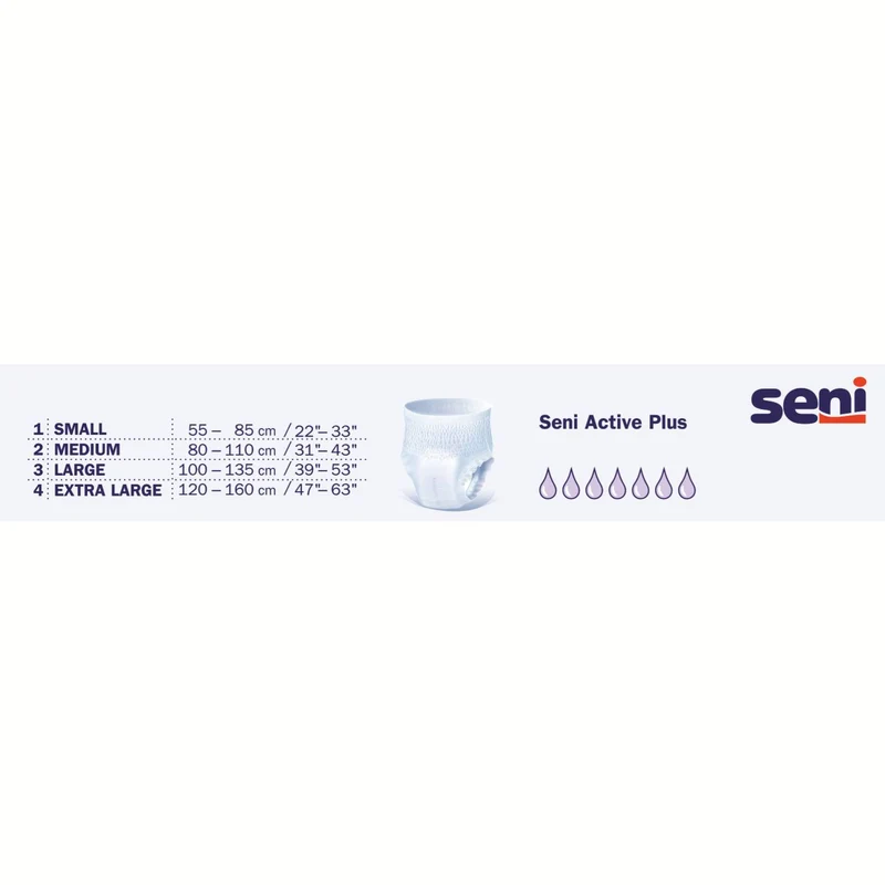 Seni Active Plus - Inkontinenzpants, hohe Saugstärke - bis 2000 ml, Gr. S-XXL