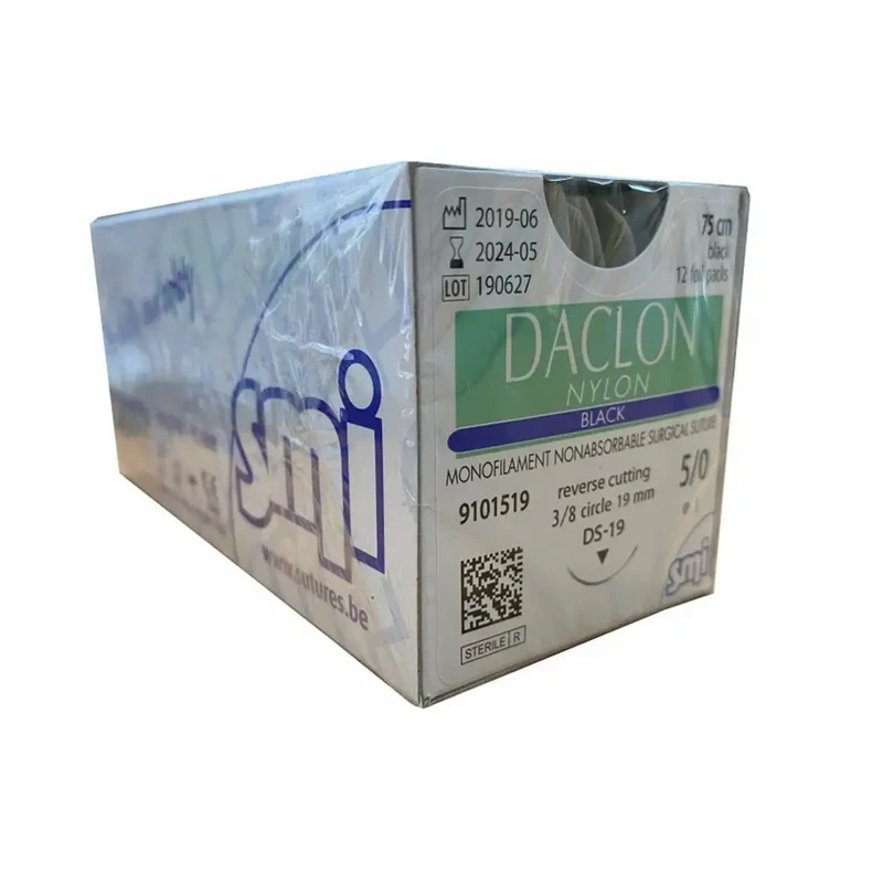 Hechtdraad SMI Daclon DS12 Zwart USP 5/0 75 cm | Monofilament Nylon