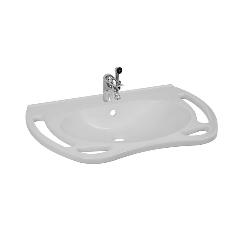 Kibomed GTM700 - Behindertengerechtes Waschbecken mit Handgriffen, 700x550 mm