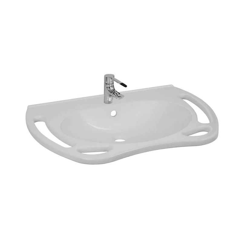 Kibomed GTM700 - Behindertengerechtes Waschbecken mit Handgriffen, 700x550 mm