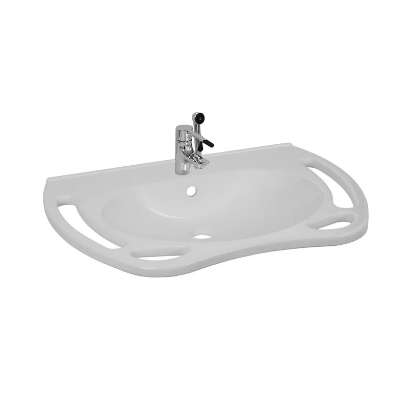 Kibomed GTM700 - Behindertengerechtes Waschbecken mit Handgriffen, 700x550 mm