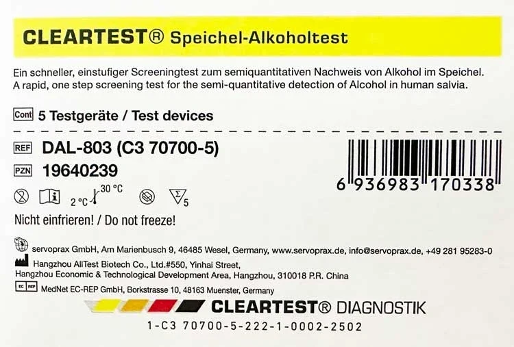 Cleartest Speeksel Alcohol Test – Snelle en Betrouwbare Alcohol Zelftest 5 stuks