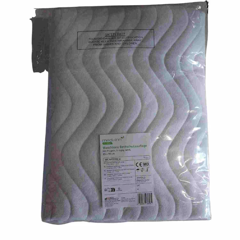 Medi-Inn Bettschutzauflage waschbar, 5 lagig (weiß) ca. 3000 ml - 90x85 cm + Einsteck-Flügel