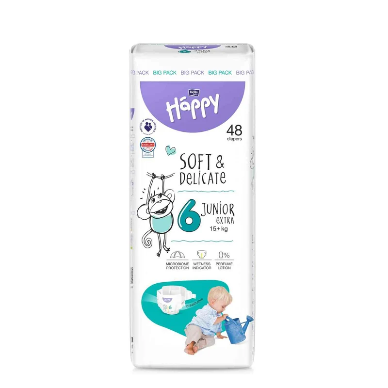 bella baby Happy Windeln "super weich" Gr. 6 (Junior Extra) 15+ kg - BIG PACK (48 Stück)