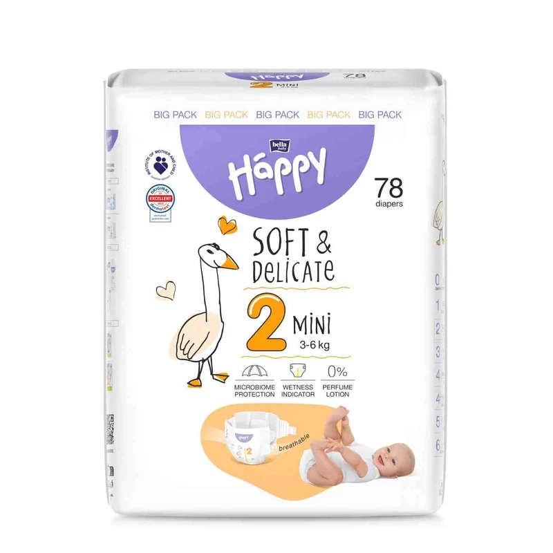 bella baby Happy Windeln "super weich" Gr. 2 (Mini) von 3 bis 6 kg - BIG PACK (78 Stück)