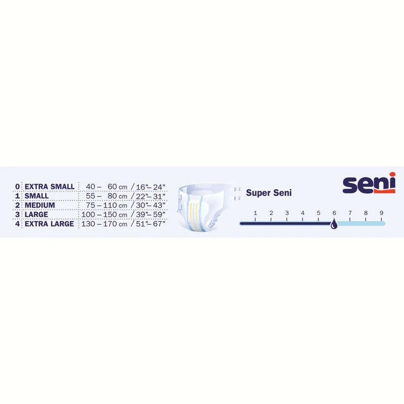 Seni Super - Windeln für mittlere & schwere Inkontinenz - bis 2600 ml, Gr. M-XL