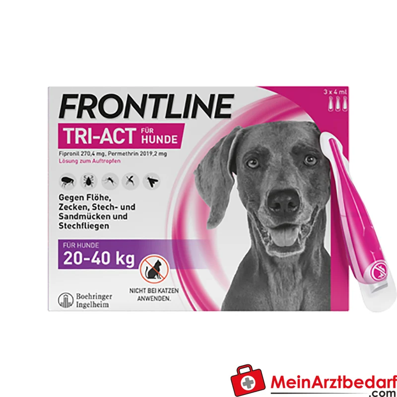 Frontline Tri-Act Spot-On für Hunde – Floh-, Zecken- & Insektenschutz, 4 Wochen, 3 Pipetten