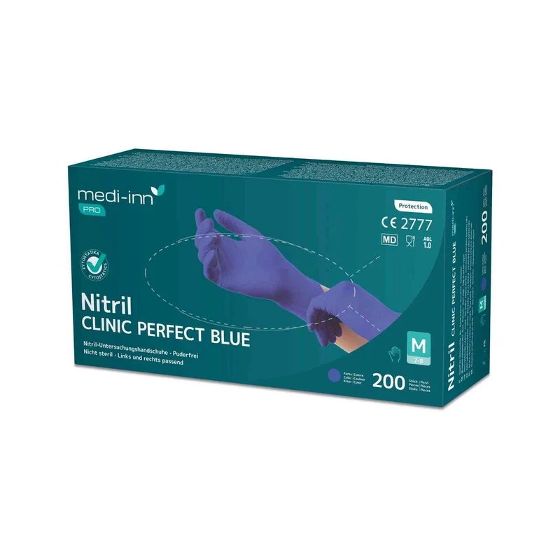 Medi-Inn Nitril Clinic Perfect Blue, Einmalhandschuhe puderfrei - Gr. S-XL, (200er Großpackung)